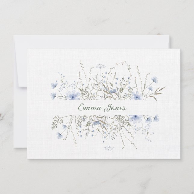 Custom Note Card-Botanical Floral Linen (Front)
