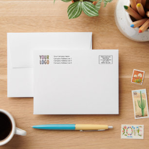 Custom Note Card Envelope Logo Address Indicia