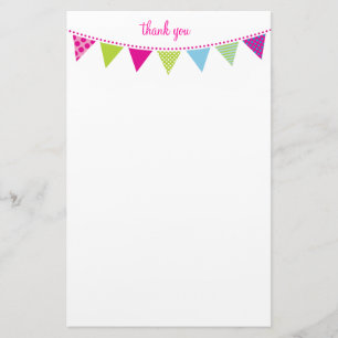 CUSTOM NOTE cute bright bunting aqua lime pink Stationery