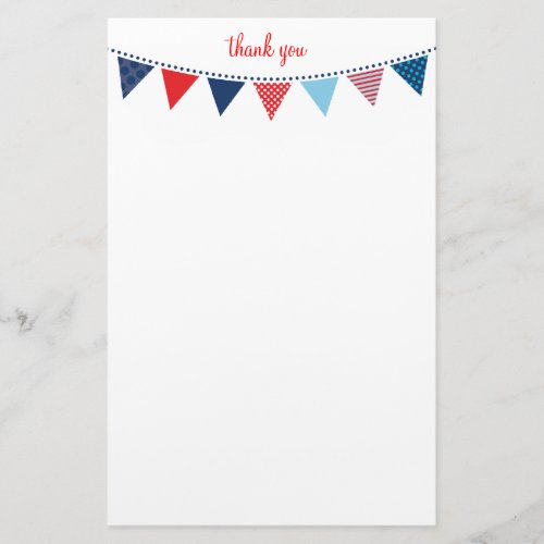 CUSTOM NOTE cute bright bunting bold navy blue red Stationery