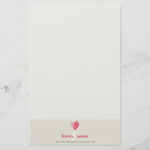 CUSTOM NOTE cute modern fingerprint heart couple Stationery