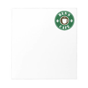 Custom note pad for coffee cup and beans logo