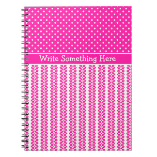 Custom Notebook: Candy Pink and White Patterns Notebook