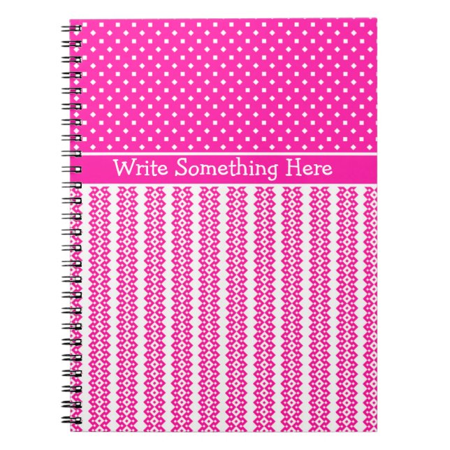 Custom Notebook: Candy Pink and White Patterns Notebook (Front)