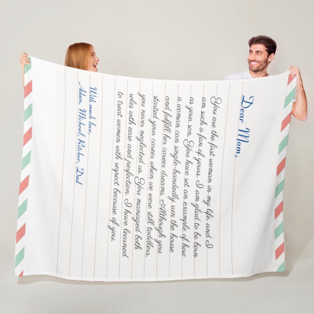 Custom Notebook handwritten love letter message  Fleece Blanket (In Situ)