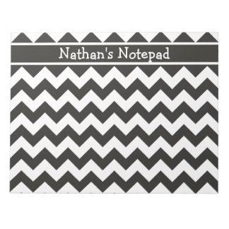 Custom Notepad, Black and White Chevrons Notepad