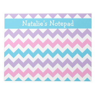 Custom Notepad, Blue, Pink, Mauve Chevrons Notepad