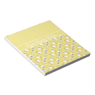 Custom Notepad, Jotter: Yellow, Fun Sheep Patterns Notepad