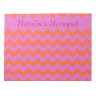 Custom Notepad, Magenta and Bright Orange Chevrons Notepad