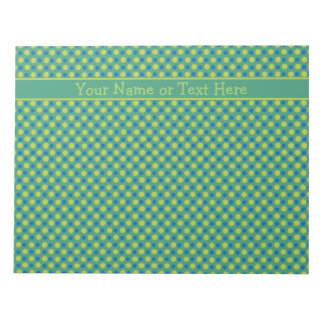 Custom Notepad or Jotter,  Blue, Green Polka Dots