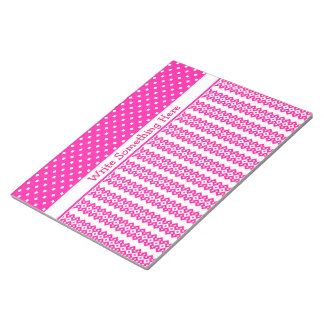 Custom Notepad or Jotter: Candy Pink and White