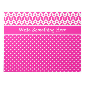 Custom Notepad or Jotter: Candy Pink and White