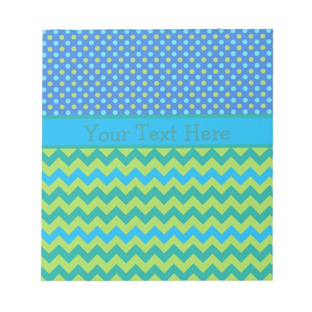 Custom Notepad or Jotter: Polka Dots and Chevrons (Front)