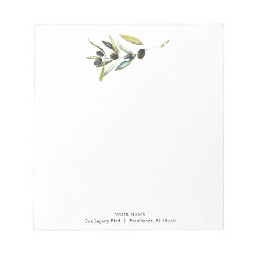 Custom Notepads Watercolor Olive Branch