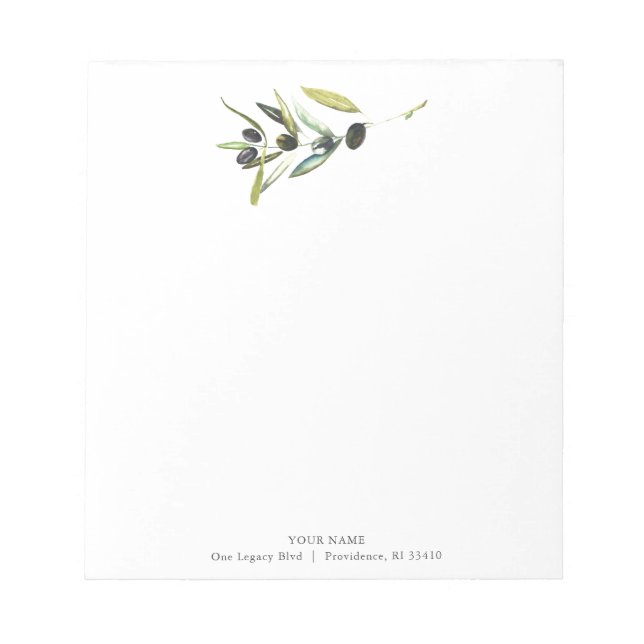 Custom Notepads Watercolor Olive Branch (Front)
