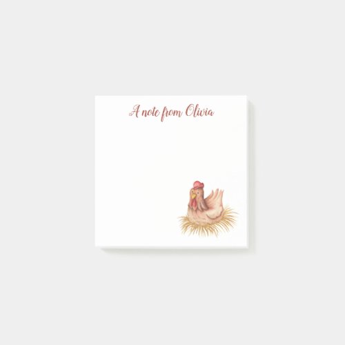 Custom notes with a hen illustration