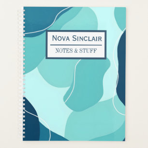 Custom Nova Sinclair Abstract Teal Organic Shapes  Planner