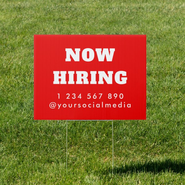 Custom Now Hiring Business Company Red Help Wanted Sign (Insitu)