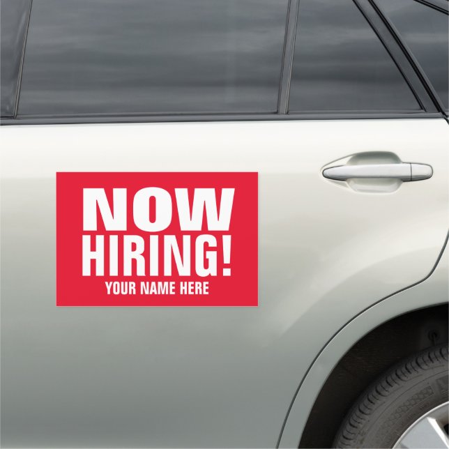 Custom Now Hiring business sign car door magnet (In Situ)