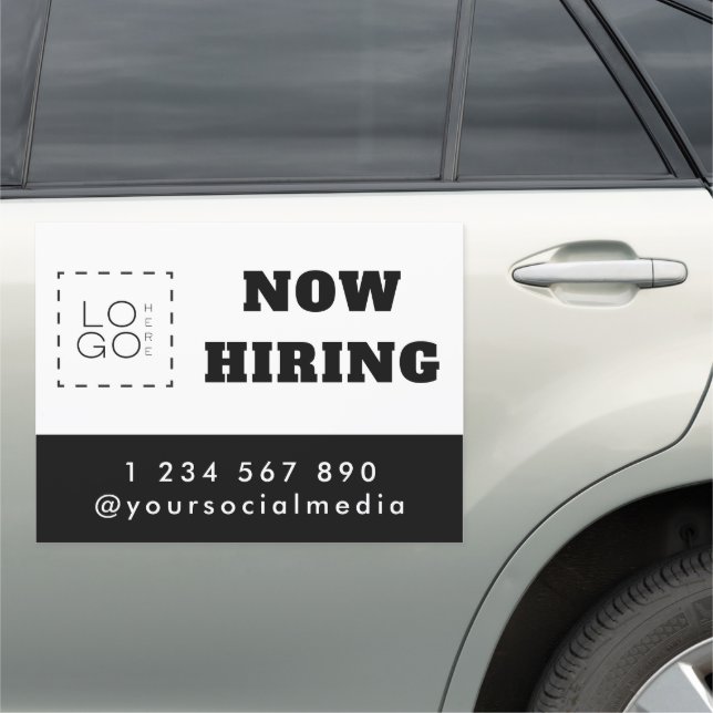 Custom Now Hiring Company Logo Text Magnetic Sign (In Situ)