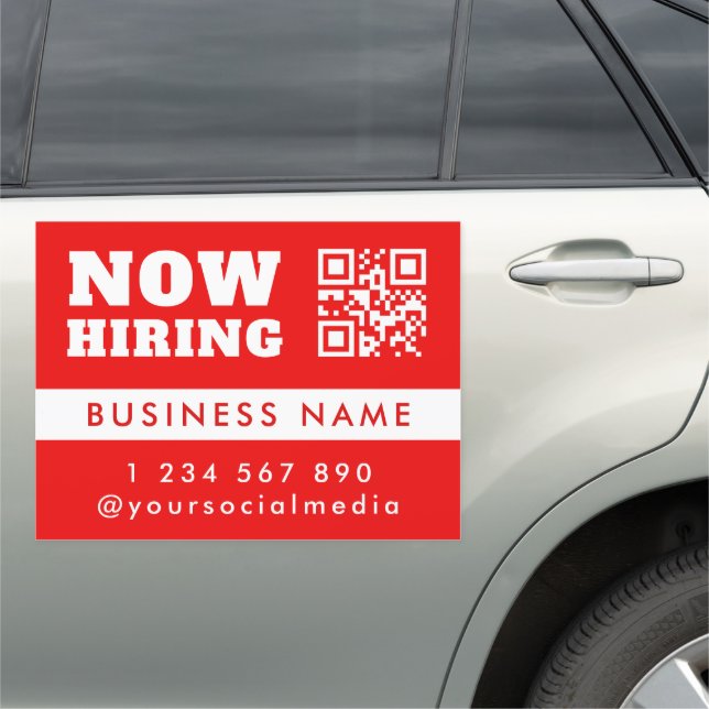 Custom Now Hiring Company QR Code Magnetic Sign (In Situ)