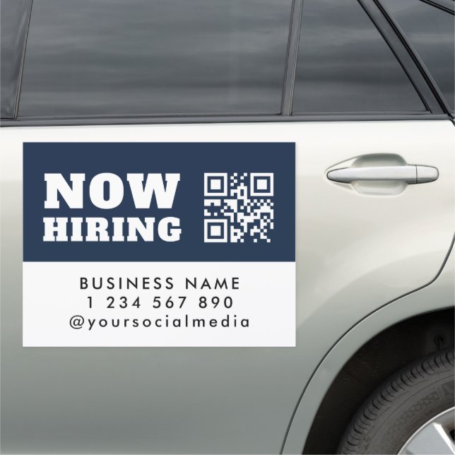 Custom Now Hiring Company QR Code Magnetic Sign (In Situ)