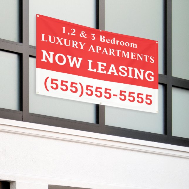 Custom Now Leasing Banner (Outside Building)