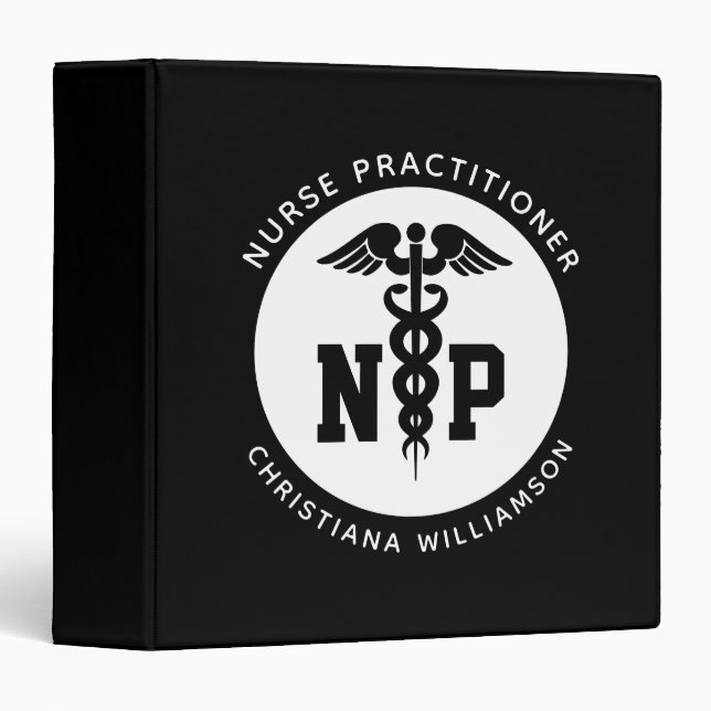 Custom NP Nurse Practitioner Graduation Caduceus 3 Ring Binder (Front/Spine)