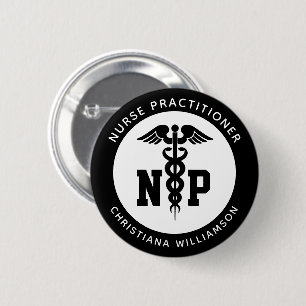 Custom NP Nurse Practitioner Graduation Caduceus Button