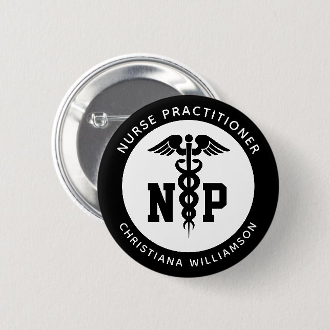 Custom NP Nurse Practitioner Graduation Caduceus Button (Front & Back)