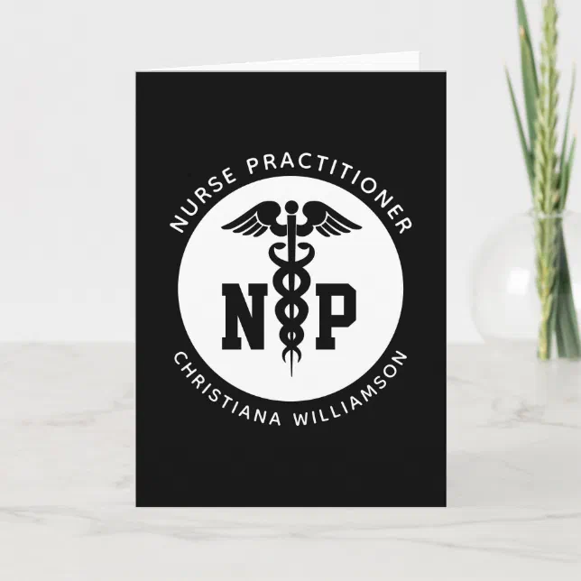 Custom Np Nurse Practitioner Graduation Caduceus Card Zazzle