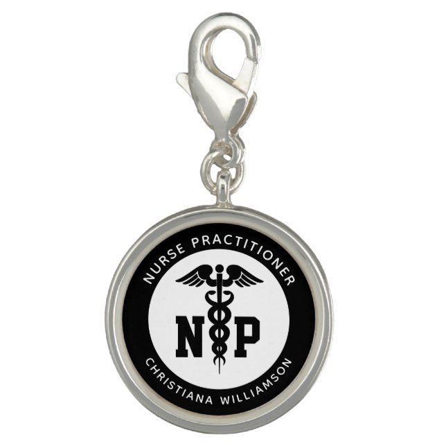 Custom NP Nurse Practitioner Graduation Caduceus Charm (Front)