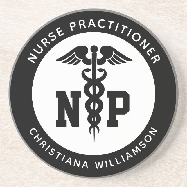 Custom NP Nurse Practitioner Graduation Caduceus Coaster (Front)