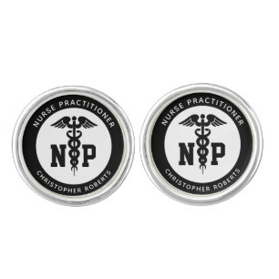 Custom NP Nurse Practitioner Graduation Caduceus Cufflinks