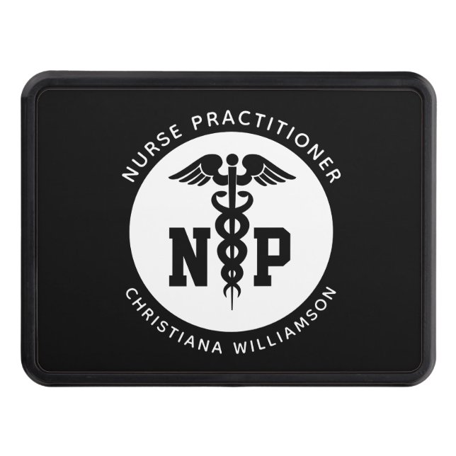 Custom NP Nurse Practitioner Graduation Caduceus Hitch Cover (Front)