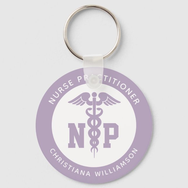 Custom NP Nurse Practitioner Graduation Caduceus Keychain (Front)