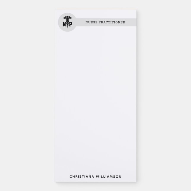 Custom NP Nurse Practitioner Graduation Caduceus Magnetic Notepad (Front)