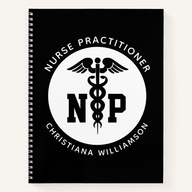 Custom NP Nurse Practitioner Graduation Caduceus Notebook (Front)