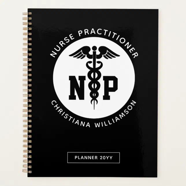 Custom NP Nurse Practitioner Graduation Caduceus Planner | Zazzle
