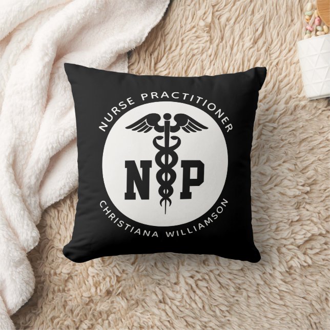 Custom NP Nurse Practitioner Graduation Caduceus Throw Pillow (Blanket)