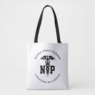 Custom NP Nurse Practitioner Graduation Caduceus Tote Bag