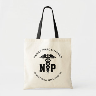 Custom NP Nurse Practitioner Graduation Caduceus Tote Bag