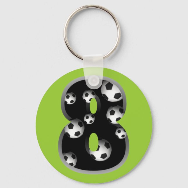 Custom Number 8 Soccer Keychain (Front)