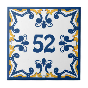 Custom number blue and yellow Azulejos Ceramic Ti Tile