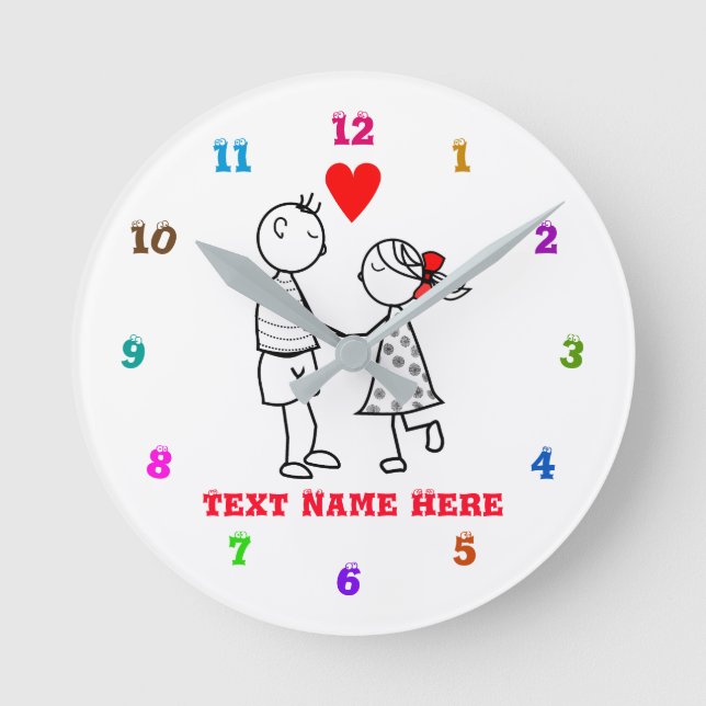 Custom Number Font and Colors Clock Cute Couple (Front)