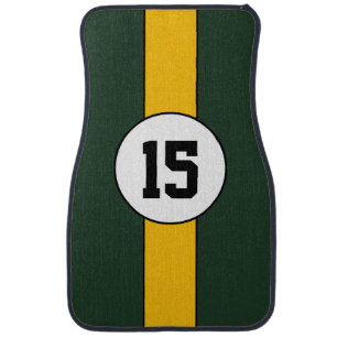Custom Number Forest Green and Gold car mats