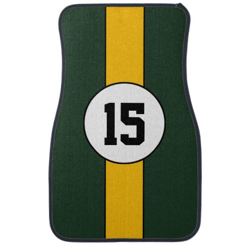 Custom Number Forest Green and Gold car mats