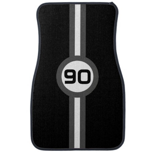 Custom Number Gray Racing Stripes car mats