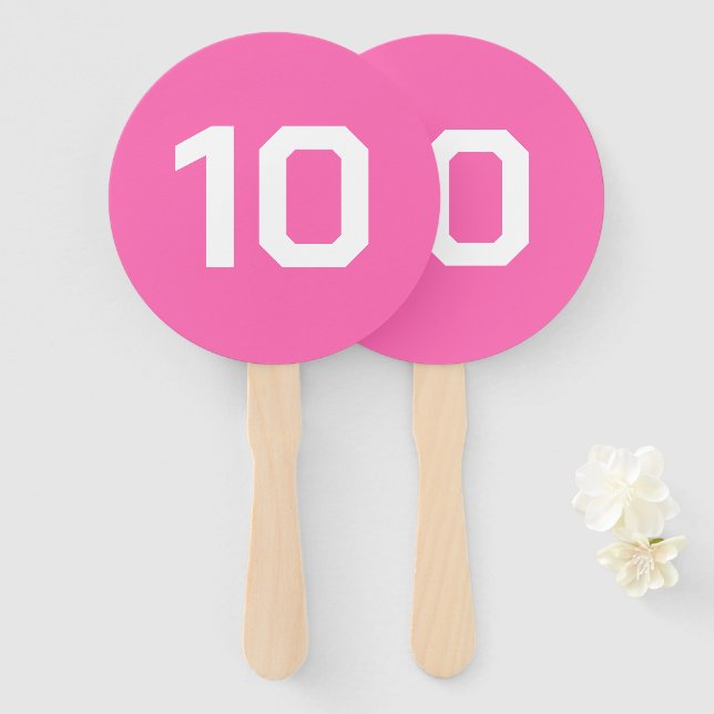 Custom Number | Hot Pink Event Game Score  Hand Fan (Front and Back)