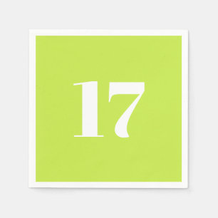 Custom Number Initial lime green white birthday Napkins